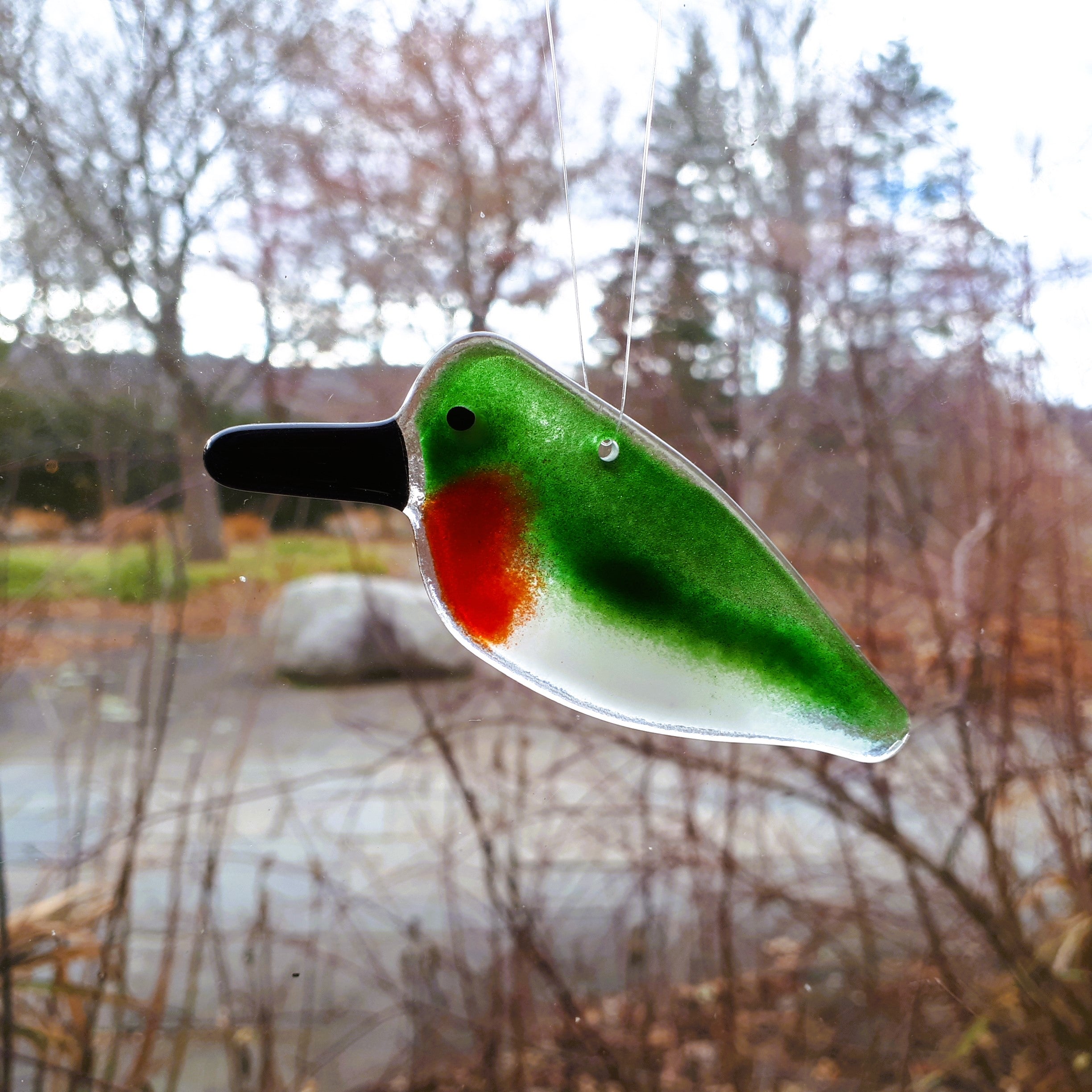 Hanging Fused Glass Birds