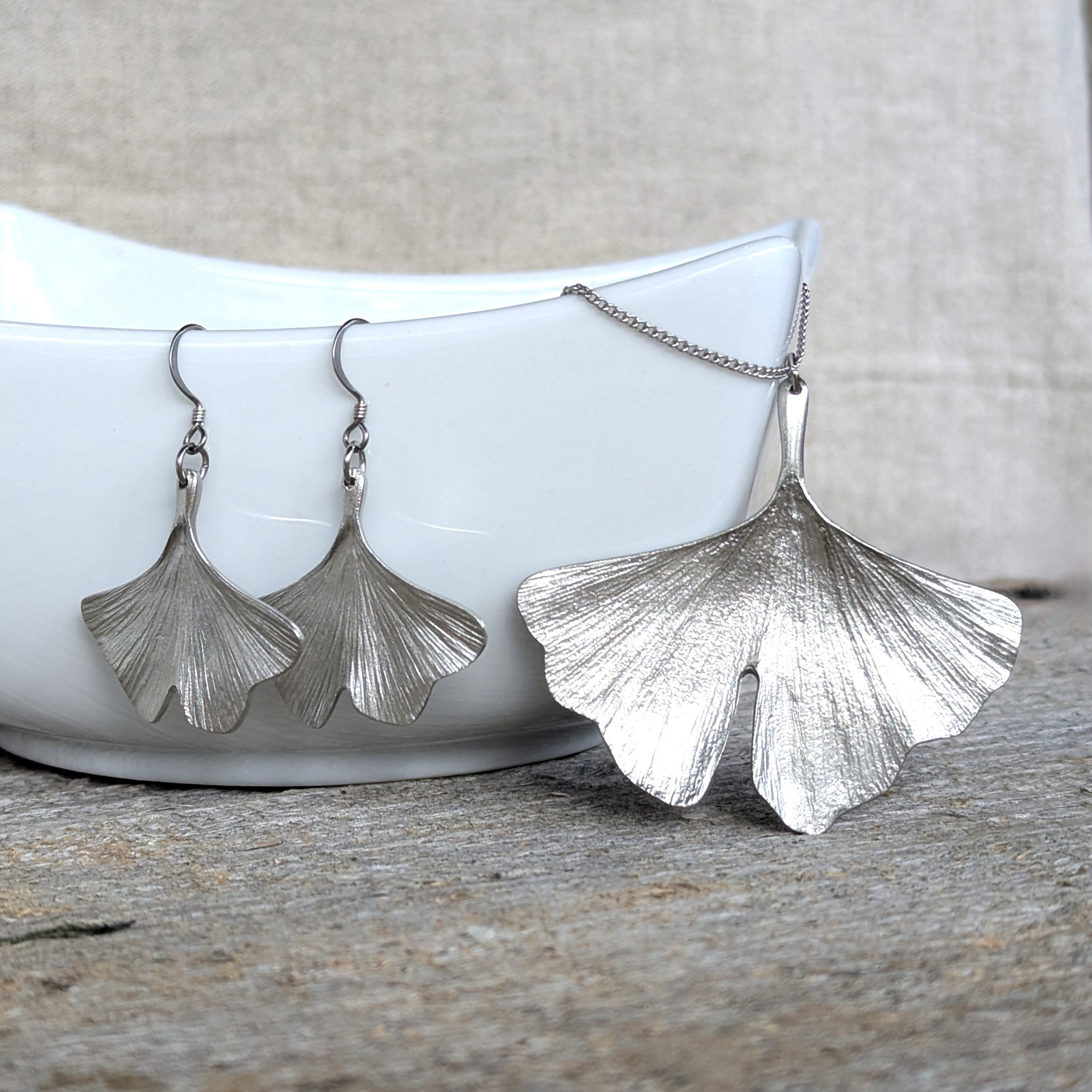 Amos Pewter Jewellery - Ginkgo