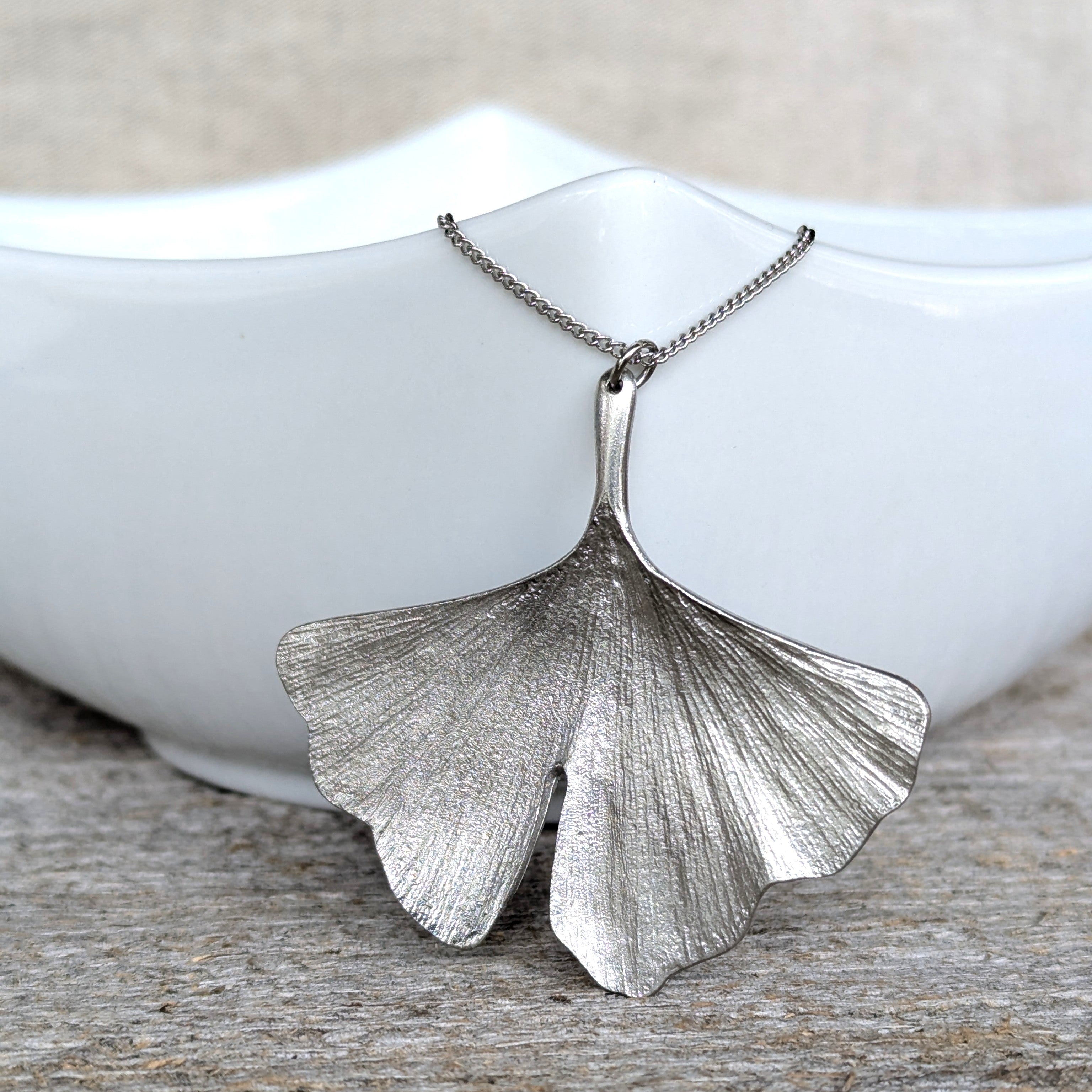 Amos Pewter Jewellery - Ginkgo